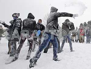 Snow battle in Kiev