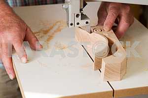 Carpenter tools on wooden table with sawdust. Circular Saw. Carpenter workplace top view