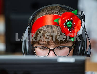 Schoolgirl at the computer