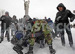 Snow battle in Kiev