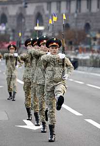 The rehearsal of the military parade in Kiev