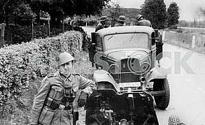 German soldiers with Ford Pickup truck