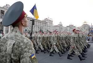 The rehearsal of the military parade in Kiev