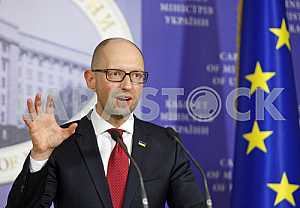 A press conference of Arseniy Yatsenyuk.