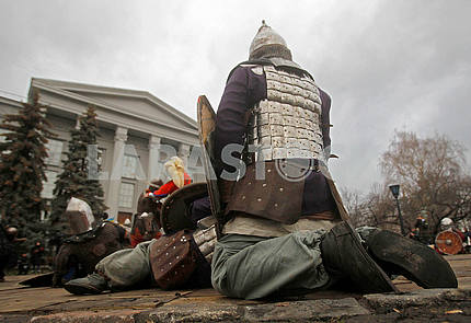 Рыцари - участники реконструкции Битва за Киев 1240