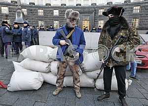 Rally against the Russian business in Ukraine.