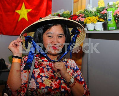 Woman in vietnamese hat