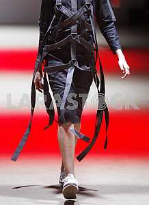 Fragment of dress of the model during demonstrates outfit by Ukrainian designer Kir-Khartley