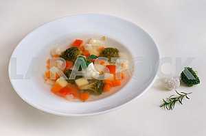 Vegetable soup with a broccoli and cauliflower