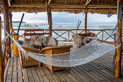 Hammock on the terrace on the beach in Zanzibar