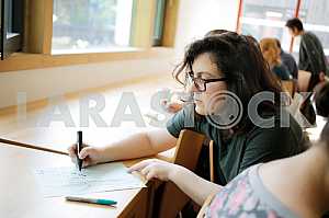 Beautiful girl studying