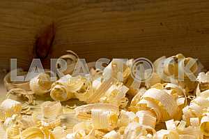 Carpenter tools on wooden table with sawdust. Circular Saw.