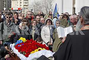 Прощание с погибшем в АТО Дмитрием Годзенко,в Киеве