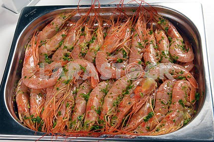 Freshly cooked prawns - shrimp 
