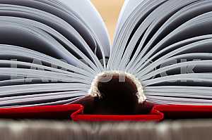 Открытая книга, стопка книг в твердом переплете на деревянном столе. Обратно в школу. Копирование пространства