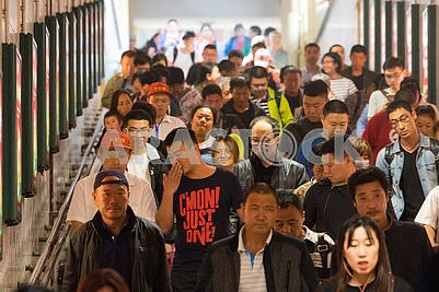 People at the train station in Beijing