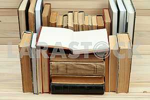 Stack of hardback books isolated on white background. Back to school. Copy space
