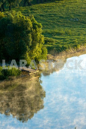 Fishing bridge on the river Desna. Mezin. Chernihiv region