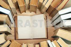 Stack of hardback books isolated on white background. Back to school. Copy space