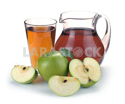 Apple juice in a jug of fruit