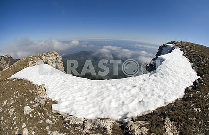 Snow on rocks Ah-petri in Crimea