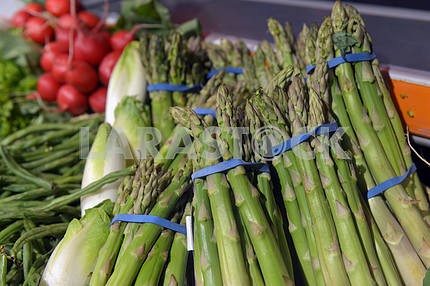 asparagus on display in a supermarket