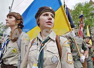 March in honor of anniversary of the foundation Plast