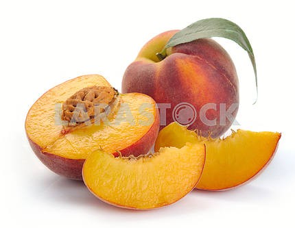 peach and a half and leaves
